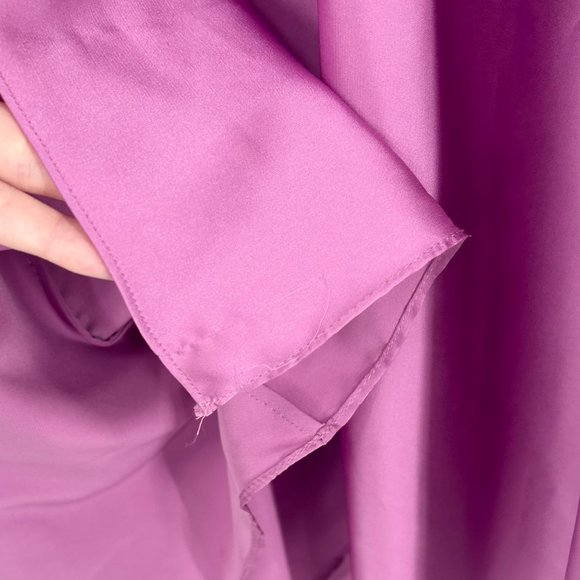 PatBo Orchid High Low Satin Ruffle Wrap Gown - Picture 9 of 9